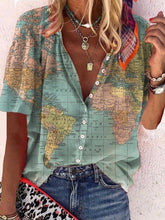 Load image into Gallery viewer, Distinctive Map Print Button Front Closure Shirt
