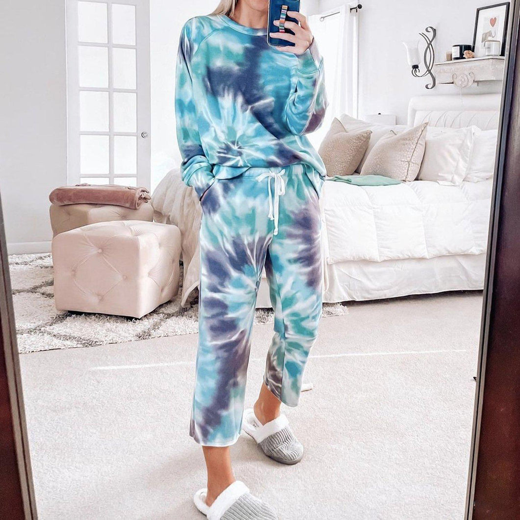 Comfy Tie Dye Print Long Sleeve Lounge Set