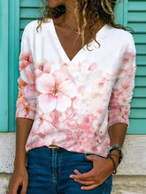 Load image into Gallery viewer, Fresh Pink Floral Print Long Sleeve Top
