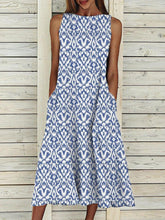 Load image into Gallery viewer, Elegant Print Sleeveless Midi Dress
