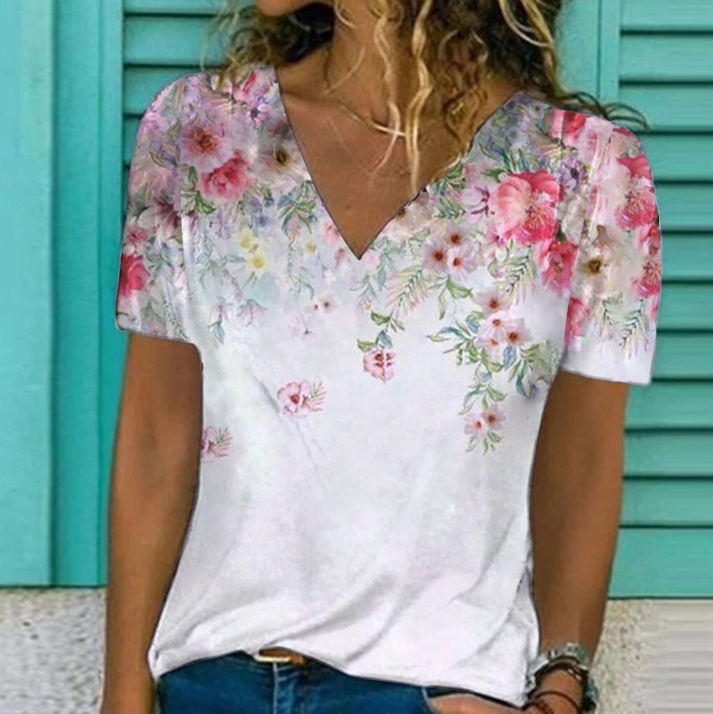 Elegant Print Short Sleeve Top