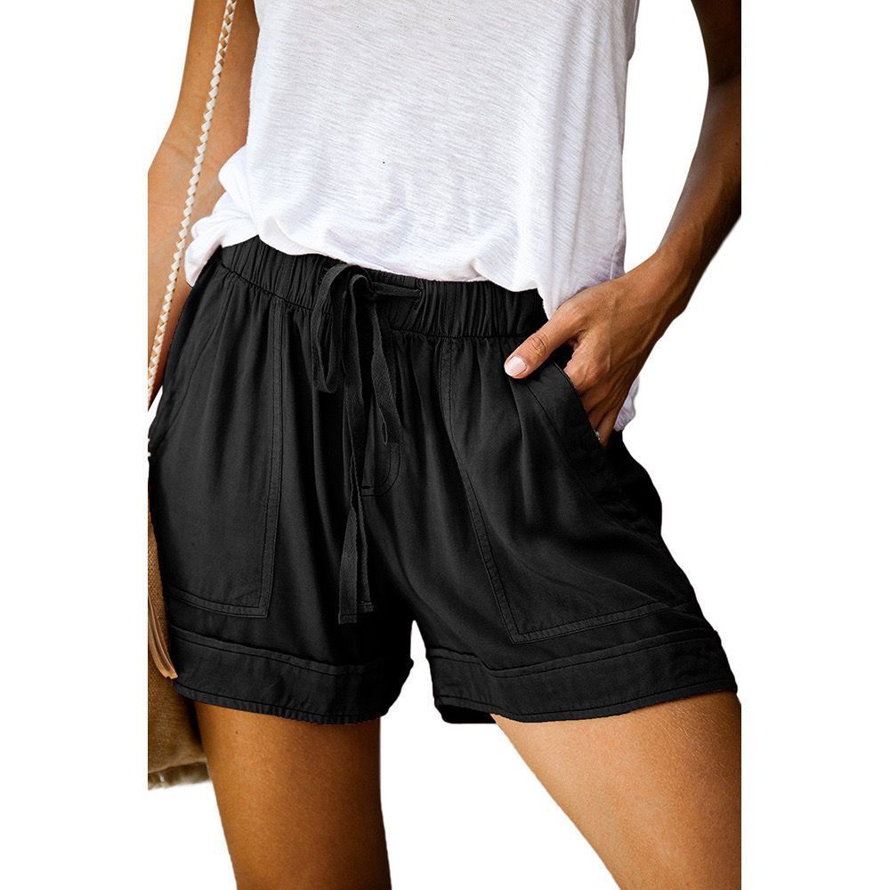 Drawstring Solid Color Shorts